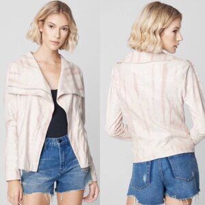 BlankNYC Tie Dye Drape Front Faux Suede Moto Jacket Hippie Dippie Blush Size S